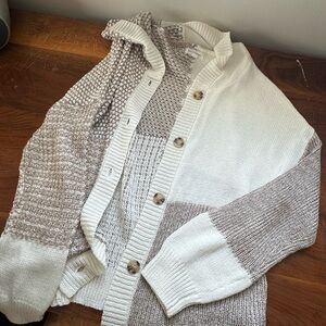 Blu Pepper Cream and Brown Knit Cardigan